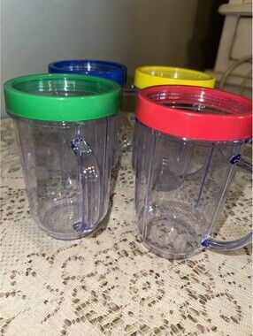 Magic Bullet Party cups/ 16 Ounce Party Mugs Cups with Colored Lip Rings